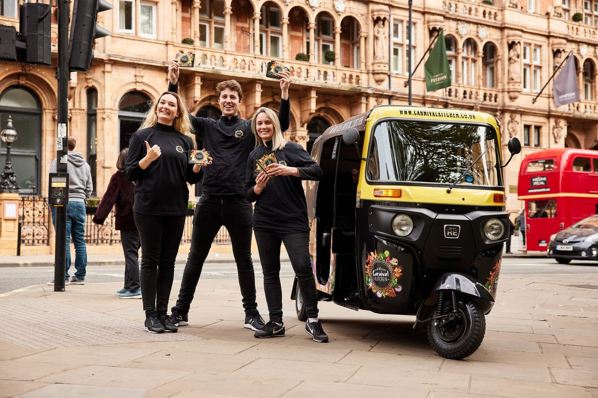 Sampling bins and promotional materials at the street food activation
