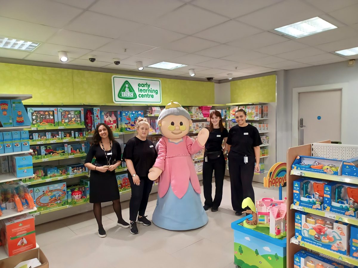 Promotional team with a costume character in a The Entertainer toy store