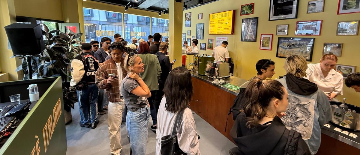Executional staff at the Caffè Italiano pop-up café, London Coffee Week