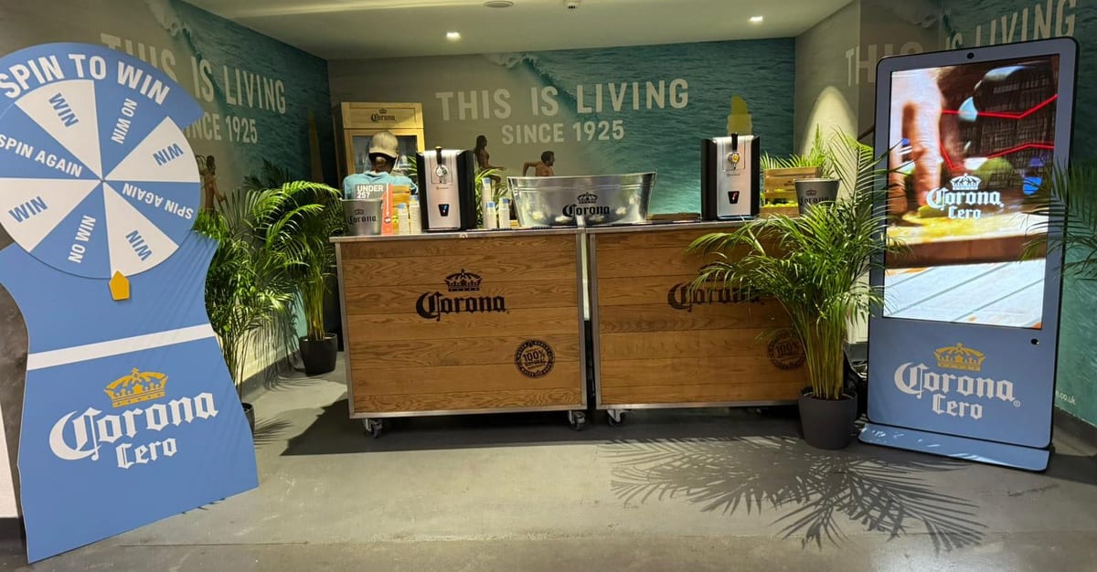 Executional brand ambassadors serving Corona Cero samples at The O2 in London