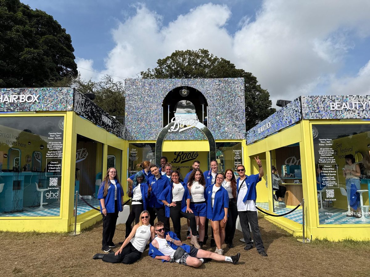EXECUTIONAL festival team outside the Boots beauty space at Latitude Festival