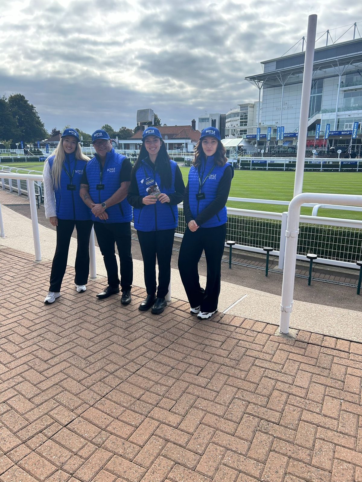 BoyleSports leafleting team in blue at Newmarket Racecourse
