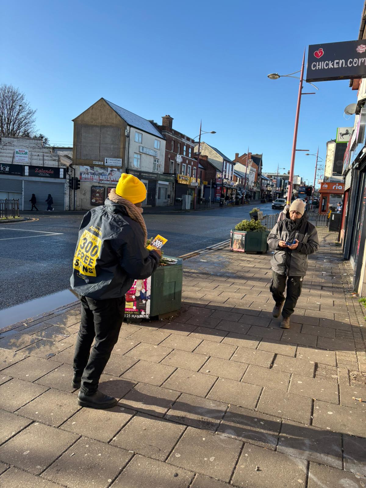 Executional supervisor on a leafleting pitch