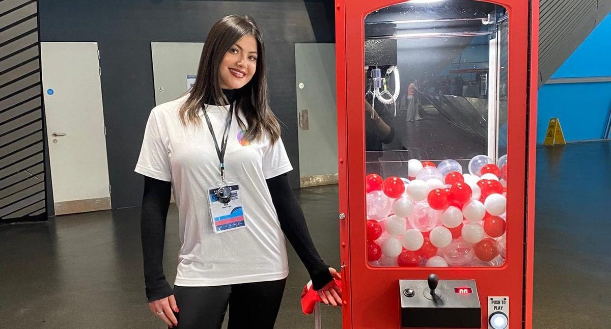 Speedo activation staff welcoming guests at the Vanquisher Goggles space in London