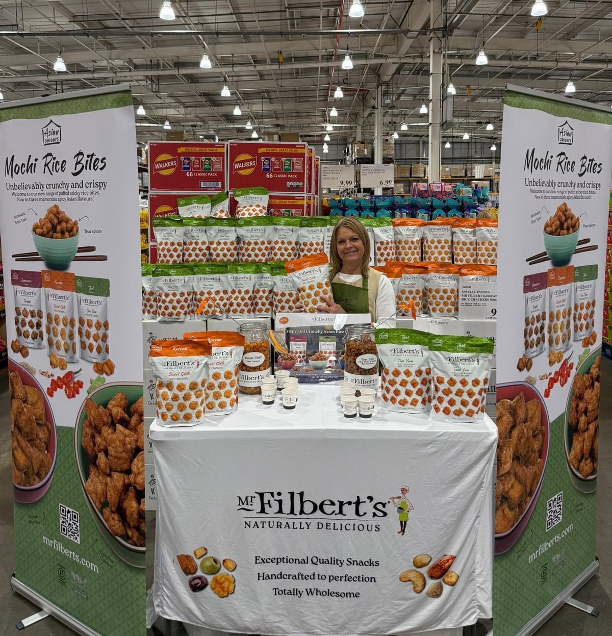 Brand ambassador ready to offer tastings at the Mr Filbert's stand in Costco